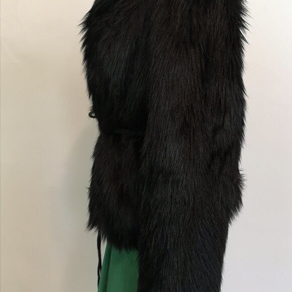 Womens Faux Fur Black Jacket, Vinage Y2K Cropped Winter Coat **HOST PICK** - Picture 10 of 16